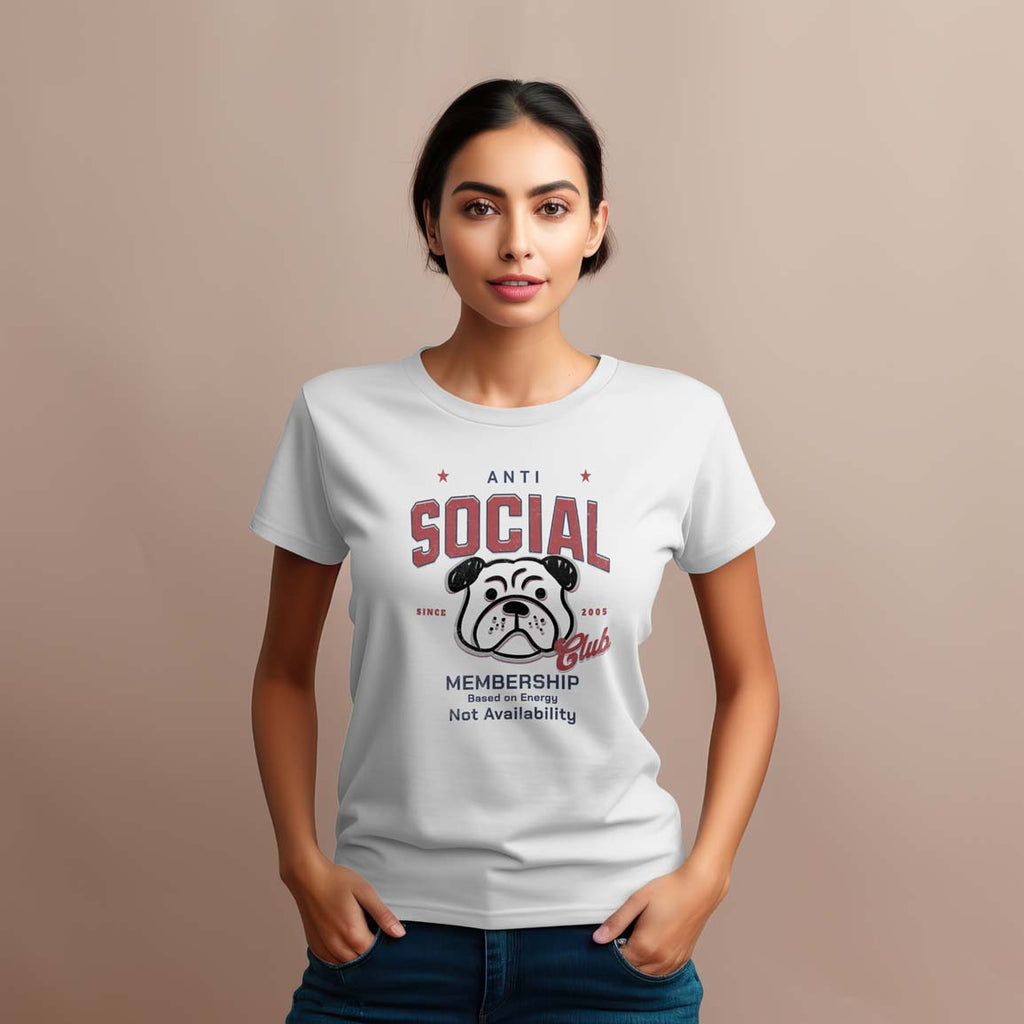 Anti Social Club Bulldog Graphic - Ladies T-Shirt