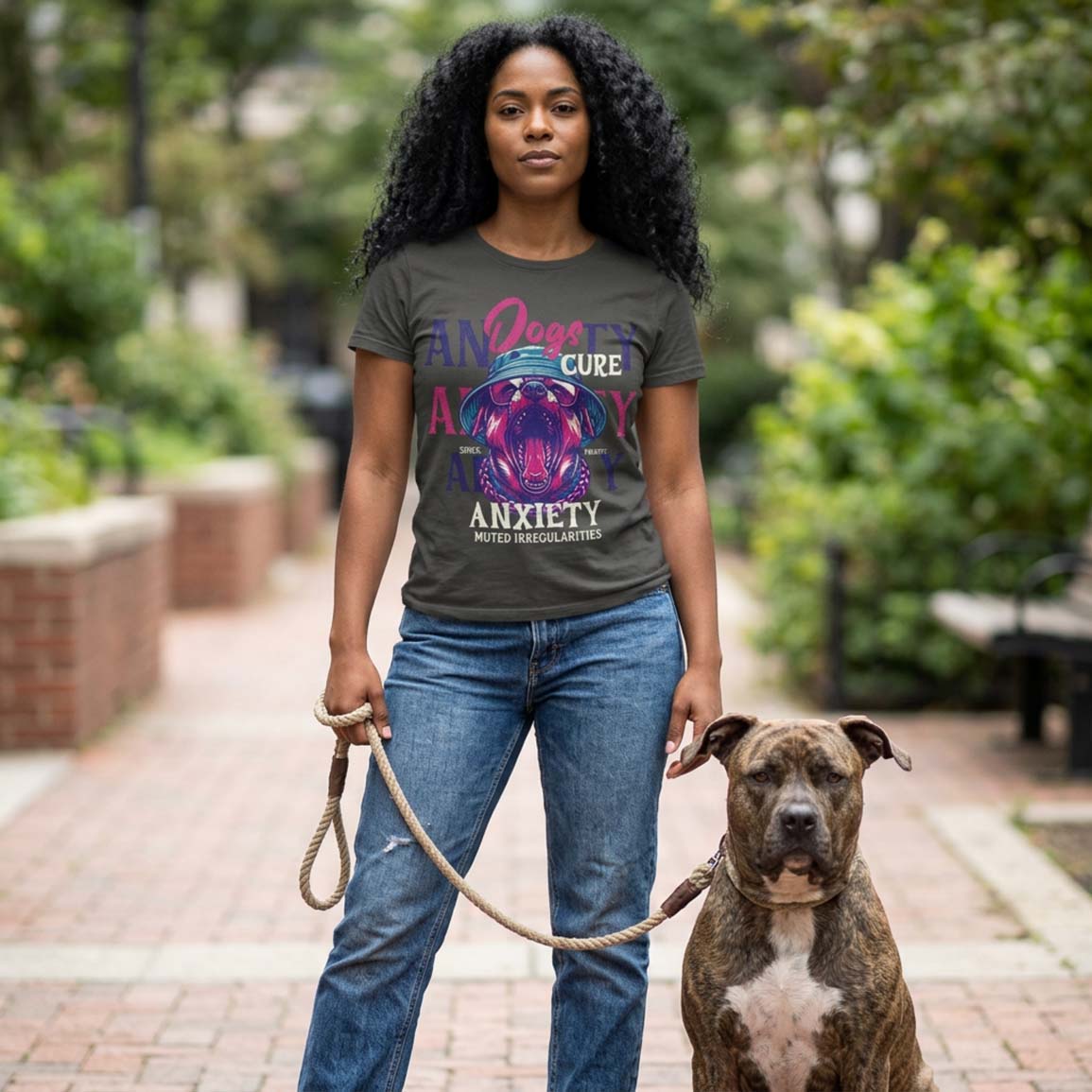 Dogs Cure Anxiety Graphic - Ladies T-Shirt