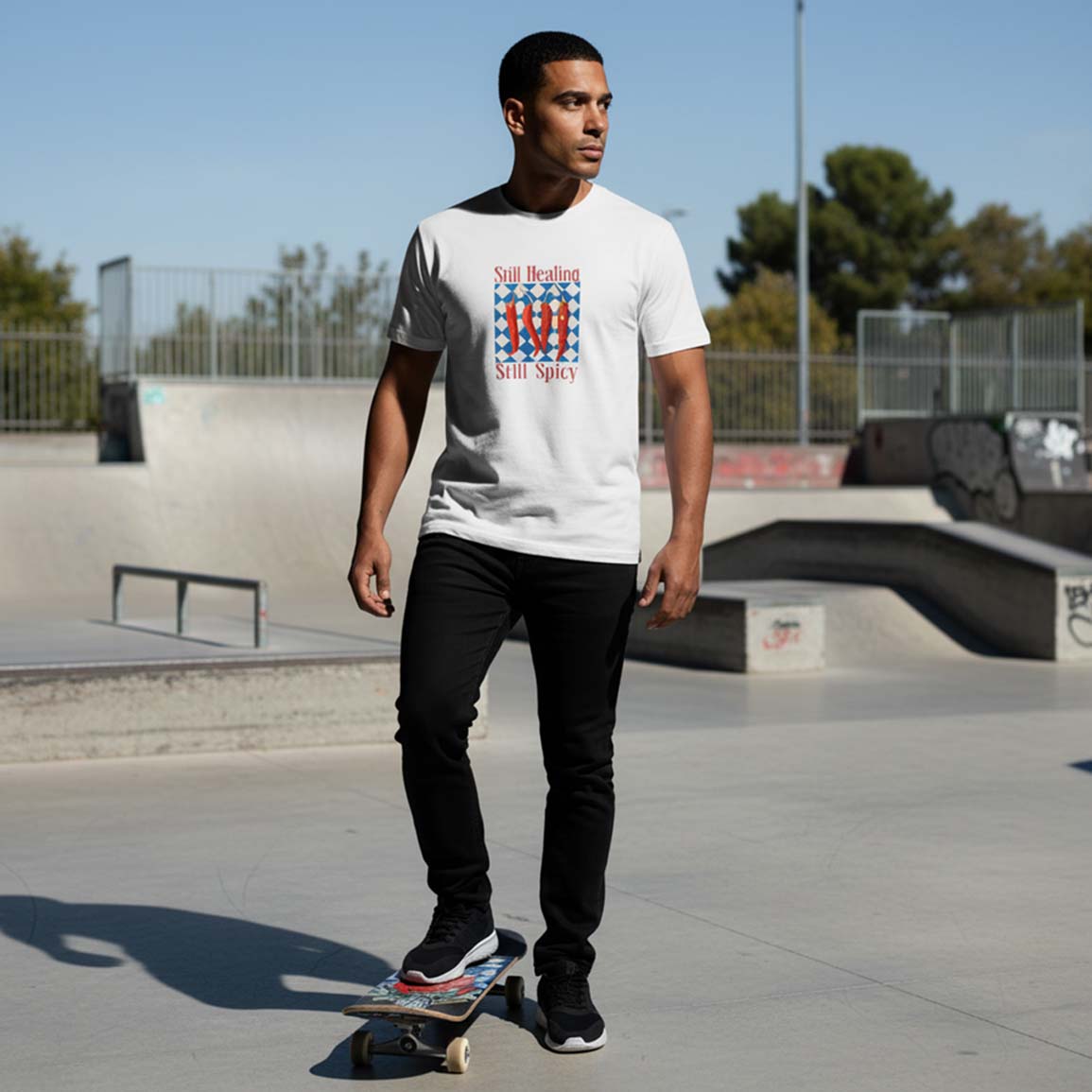 Still Healing, Still Spicy Chili Pepper Graphic - Unisex T-shirt