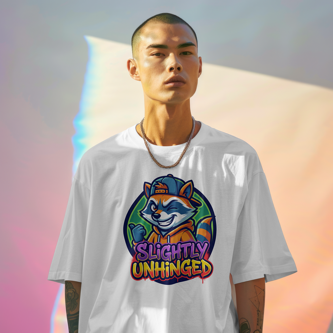 Slightly Unhinged Raccoon Graphic - Unisex T-Shirt