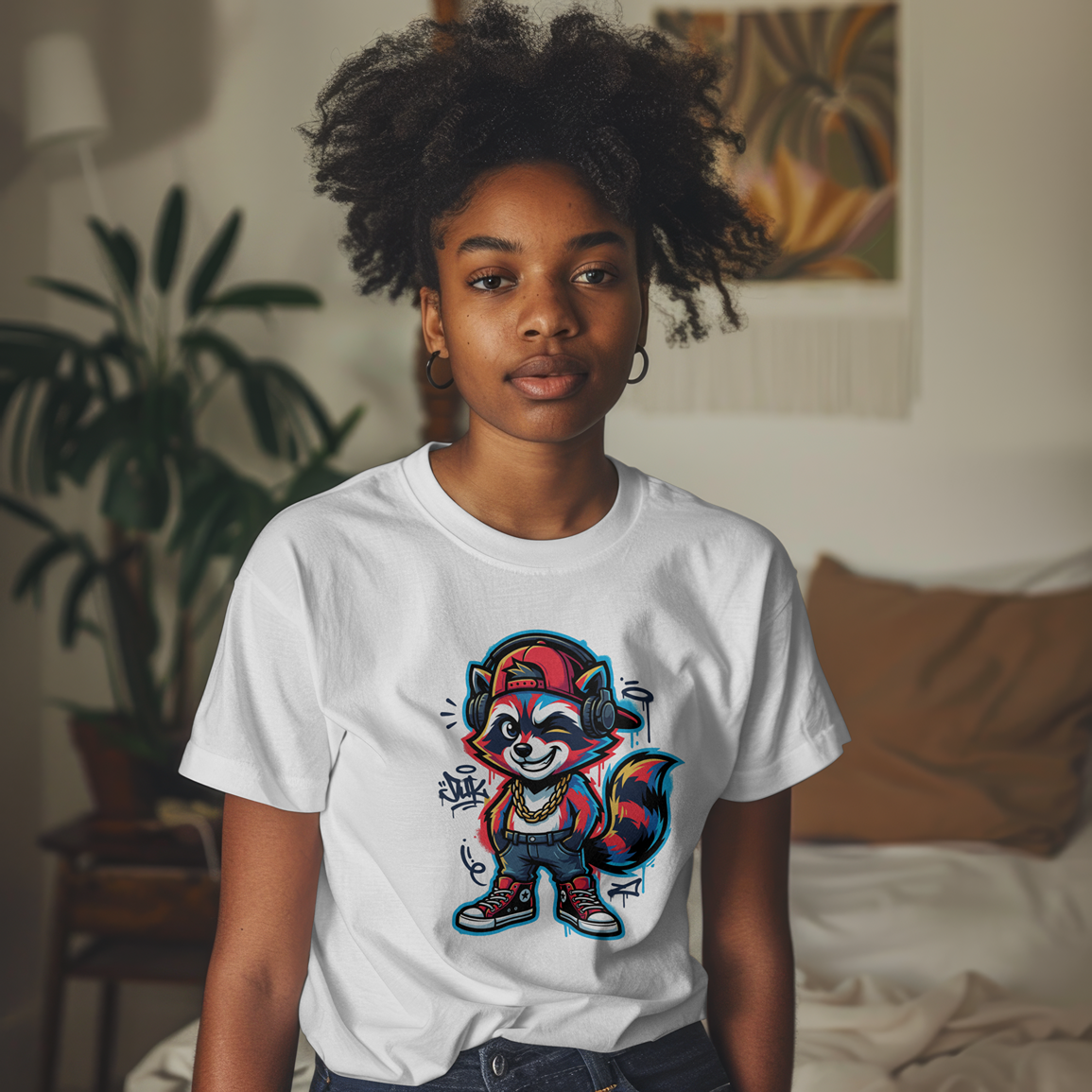 Winking Raccoon Graphic - Ladies Relaxed T-Shirt