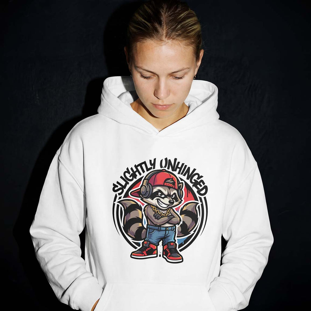 Slightly Unhinged Raccoon Graphic - Unisex Pullover Hoodie
